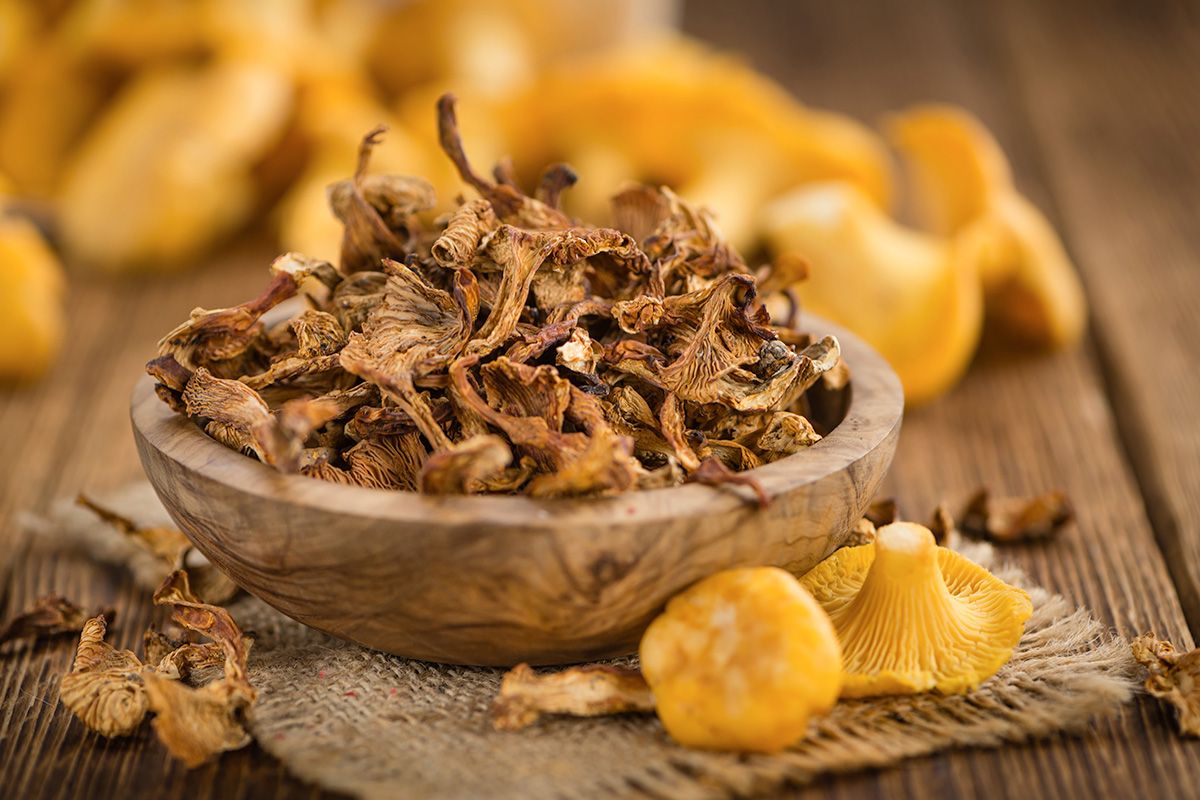 Funghi chanterelle secchi